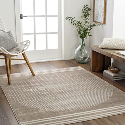 Livabliss Nairobi Teppich Wohnzimmer Boho, großer Teppich Schlafzimmer 160x215 cm - Teppich für Esszimmer mit geometrischem Muster, Skandinavischer Wohnzimmerteppich modern in Braun und Beige