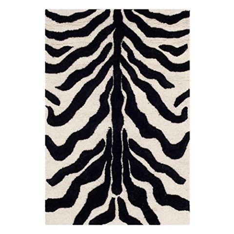 SAFAVIEH Zebra Teppich für Wohnzimmer, Esszimmer, Schlafzimmer - Cambridge Collection, Kurzer Flor, Elfenbein und Schwarz, 76 X 244 cm