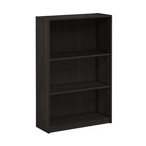 Furinno JAYA Simple Home Bücherregal mit 3 Ebenen und verstellbarem Regal, Espresso
