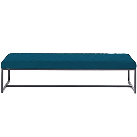 Kare Design Bank Smart Velvet, Petrol, Sitzbank, Polsterbank, Samtoptik, Stahl Gestell, 40x150x40 cm (H/B/T)
