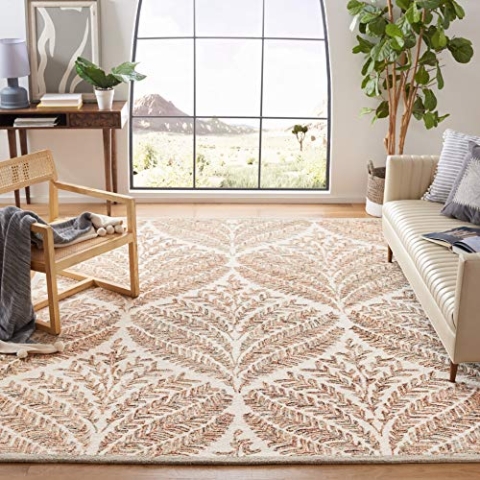 SAFAVIEH Modern Teppich für Wohnzimmer, Esszimmer, Schlafzimmer - Capri Collection, Kurzer Flor, Beige und Elfenbein, 183 X 274 cm