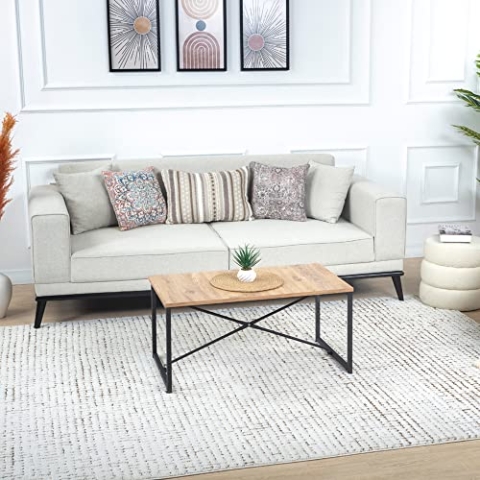 Livabliss Zadar Wohnzimmer Teppich Modern - Abstrakt Design in Marmor Optik für Wohnzimmer, Esszimmer, Schlafzimmer 160x213 cm - Weicher Kurzflor in Orange Braun und Creme