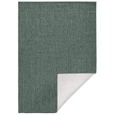 NORTHRUGS In- und Outdoor Teppich Miami 200x290cm - Wendeteppich Wetterfest Modernes Unifarben Design Läufer für Balkon Terrasse Garten Wintergarten Wohnzimmerteppich Wasserfest in Grün Creme