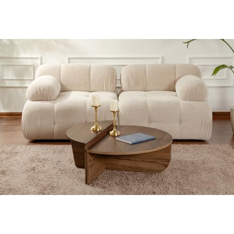 Modern Rustic Coffee Table, Walnut, 90 x 85 x 60 | Made from 100% Melamine Coated Particle Board, Thickness: 18 mm | Perfect for Modern Home Office & Study Spaces, Elegant and Functional Design