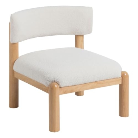 BigBuy Home Sessel, Weiß, Natur, Polyurethan, Gummiholz, 62 x 62 x 71 cm