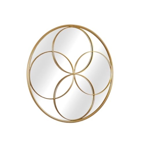 Romimex Wandspiegel, goldfarben, Metall, Kreise, 87 x 87 x 3 cm