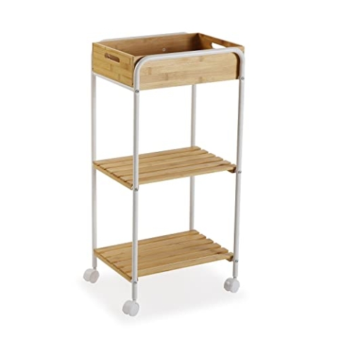Versa Minden Möbel für das Bad, Badezimmerregal mit 2 Ablagen, Maßnahmen (H x L x B) 81 x 40 x 29,5 cm, Holz, Farbe: Braun und weiß