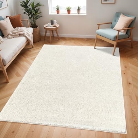 Livabliss Shaggy Rug Shaggy Berber Teppich - Flauschiger Teppich für Wohnzimmer, Esszimmer, Schlafzimmer, Langflor Hochflor Teppich flauschig - Teppich groß 160x213 cm, Wohnzimmerteppich in Beige