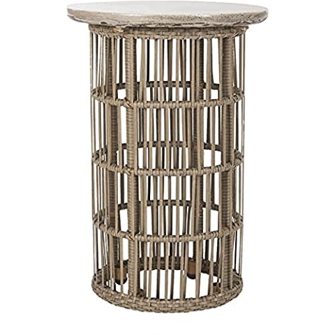 SAFAVIEH Modern Concrete Outdoor Accent Table, in Dark Grey