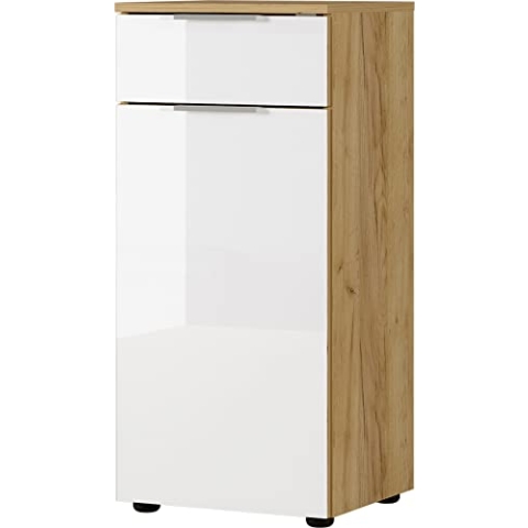 Germania Unterschrank 2705-242 GW-Avino, in Navarra-Eiche-Nb./Weiß, mit Glasauflage, 39 x 85 x 34 cm (BxHxT)