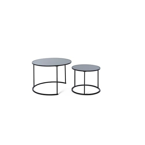 Jahnke SOL Coffee Set Couchtisch, Engineered Wood, Schwarzglas/Schwarz, One Size