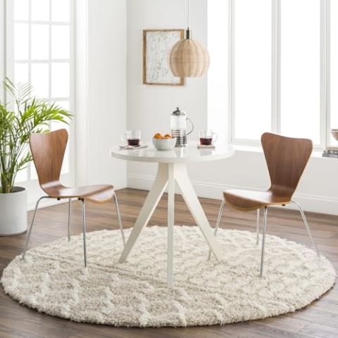 Livabliss Dubai Shaggy Berber Teppich - Rund Flauschiger Teppich für Wohnzimmer, Esszimmer, Schlafzimmer, Langflor Hochflor Teppich flauschig - Teppich groß 160 cm, Wohnzimmerteppich Creme, Hellbeige