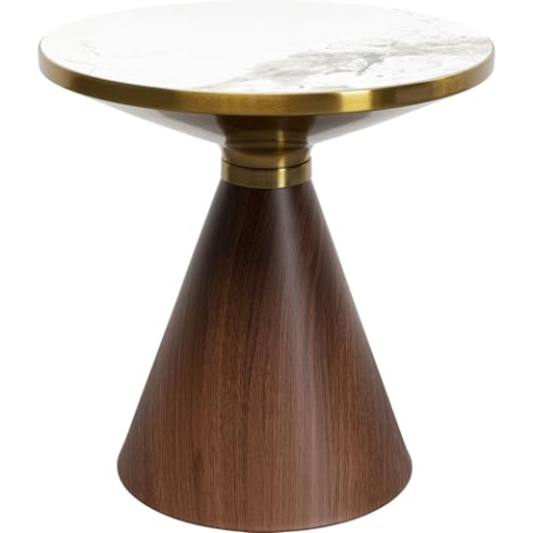 Kare Design Beistelltisch Cono Keramik, Braun, 50cm Durchmesser, Marmor Ablage, Hochwertiges Design, Kaffeetisch, Couchtisch, Wohnzimmertisch, Rund, Tischplatte Stein, 52x50x50 cm (H/B/T)