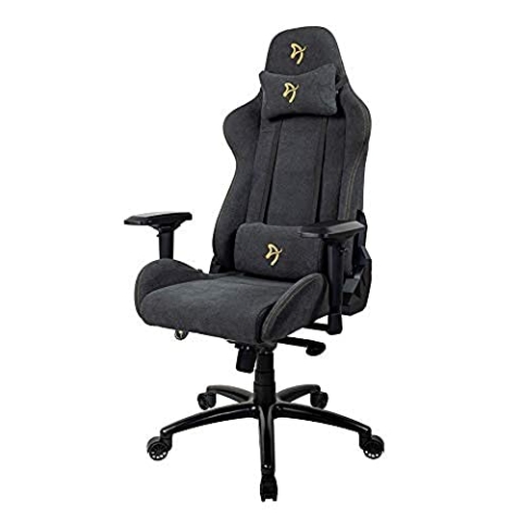 Arozzi Verona Signature Soft Fabric Ergonomic Computer Gaming/Bürostuhl mit Liegestuhl, schwenkbar, neigbar, Wippe, 4D Armlehnen und Nacken- und Lendenkissen