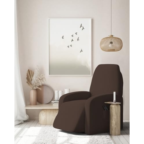 Italian Bed Linen Fashionable Elastischer Sesselbezug für Liegestuhl, Braun, Standardgröße