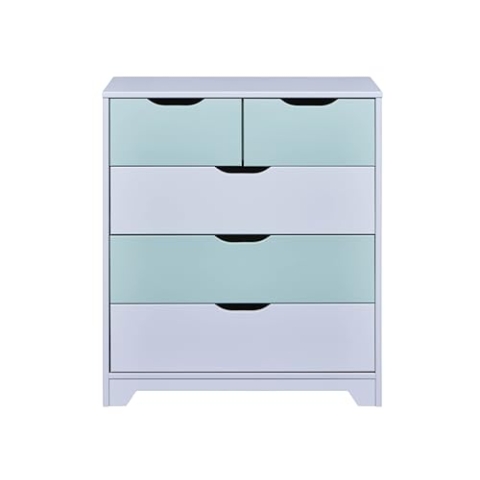 Inter Link – Kommode – 5 Schubladen – Schubladenschrank – Beistellschrank – Sideboard – Hellgrau – Salvei – Massivholz – Prati