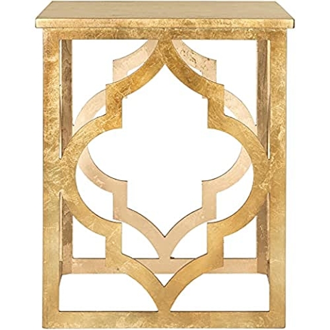 SAFAVIEH Modern Wooden Accent Table, in Gold, 50 X 50 X 60