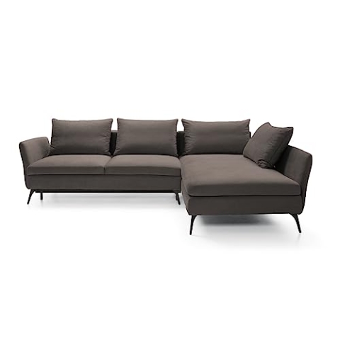 Ecksofa DEMISBAL mit Schlaffunktion, Bettkasten, Dunkelgrau, linksseitig