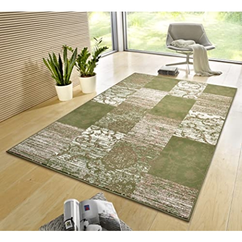 Hanse Home Gloria Teppich 200x290cm – Wohzimmerteppich Mehrfarbig Modern Velours Teppich Schlafzimmerteppich für Flur, Esszimmer, Schlafzimmer, Kinderzimmer, Wohnzimmer, Küche – Green Creme