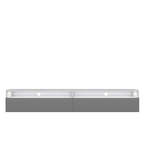 Selsey REDNAW - TV-Schrank / TV-Board stehend / hängend, 180 cm breit (Weiß Matt / Grau Hochglanz mit LED)