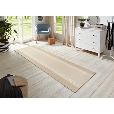 Hanse Home Teppich Läufer Band 80x500cm – Teppichläufer Weicher Kurzflor Teppich Modernes Design Läufer für Flur, Schlafzimmer, Kinderzimmer, Badezimmer, Wohnzimmer, Küche Dekoläufer – Ivory