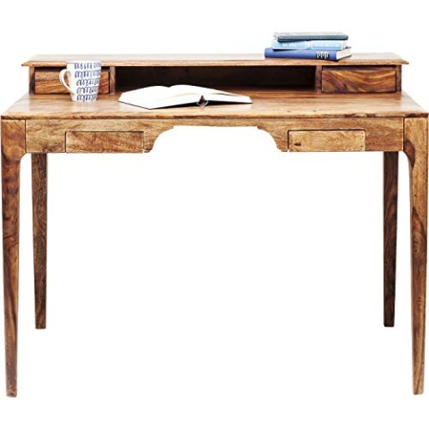 Kare Design Schreibtisch Brooklyn Nature, 110x70 cm, Massivholz, Holztisch, Handarbeit, mit 4 Schubladen, Home Office, Wohnzimmer