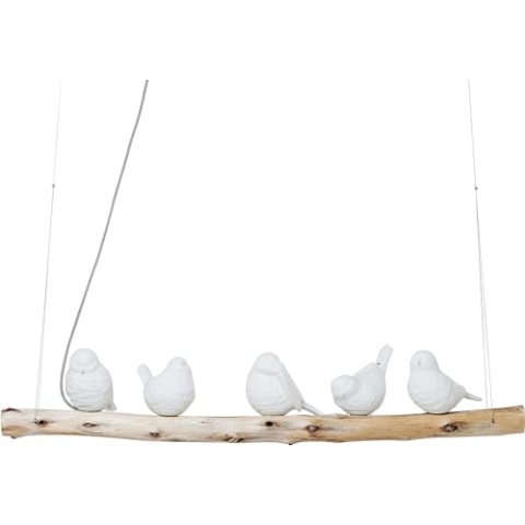 Kare Design Hängeleuchte Animal Dining Birds, Braun/Weiß, Hängelampe, für Wohnzimmer/Esstisch, Vögel, 120x120x15 cm (H/B/T)