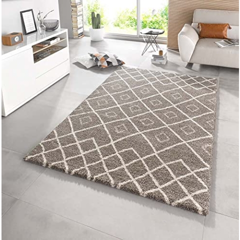 Mint Rugs 102579_160x230 Design Deep-Pile Teppich Maison, Kunstfaser, Taupe/Creme, 230 x 160 x 2 cm