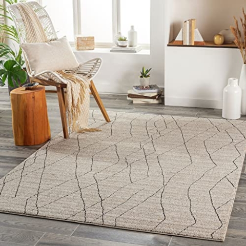 Livabliss Durban Teppich Wohnzimmer Boho - Großer Schlafzimmer 160x213 cm - Esszimmer Mit Geometrischem Muster, Skandinavischer Modern in Beige Und Grau