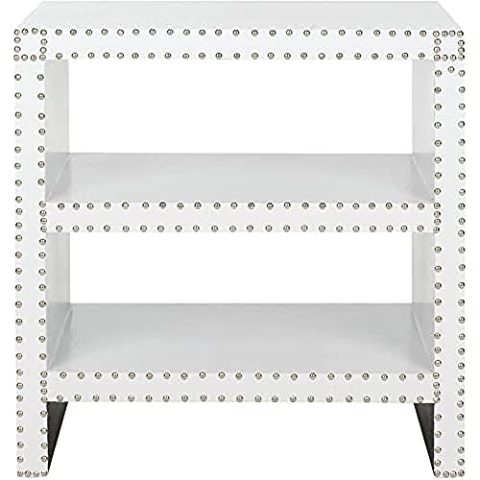 SAFAVIEH Glam Wooden Accent Table, in White, 40 X 60 X 59.94