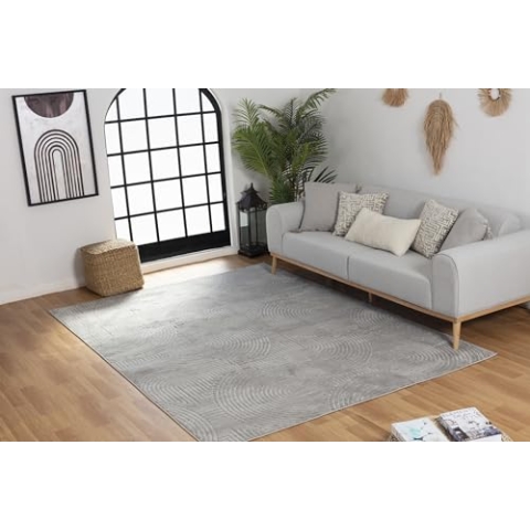 Livabliss Houston Outdoor Teppich - Wetterfest für Balkon, Terrasse, Garten, Küche - In und Outdoor Teppich 160x220cm - Boho Style, Grau