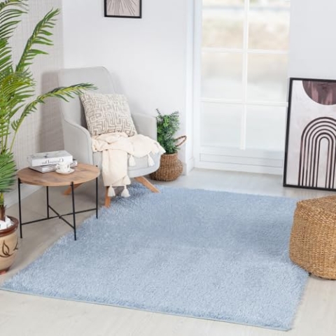 Livabliss Shaggy Rug Shaggy Berber Teppich 200x275 cm - Flauschiger Teppich für Wohnzimmer, Esszimmer, Schlafzimmer, Langflor Hochflor Teppich flauschig - Teppich groß, Wohnzimmerteppich in Denim Blau