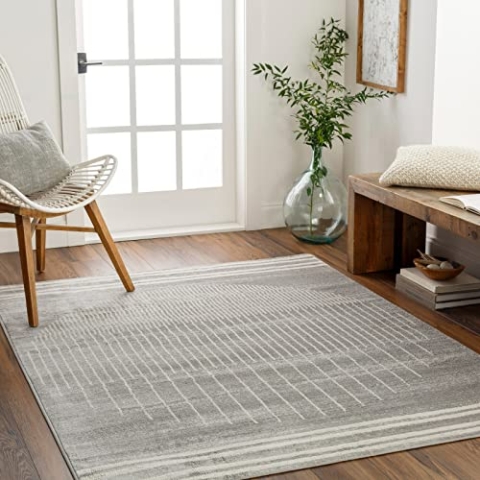 Livabliss Nairobi Teppich Wohnzimmer Boho, großer Teppich Schlafzimmer 200x274 cm - Teppich für Esszimmer mit geometrischem Muster, Skandinavischer Wohnzimmerteppich modern in Beige, Grau und Creme