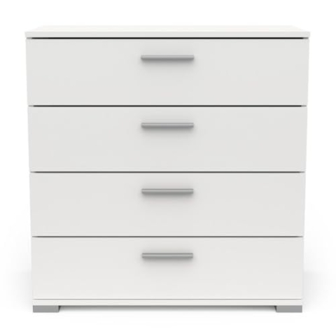 Demeyere Commode 4 Tiroirs- Blanc Mat- Style Contemporain- Pour Chambre- L79,7 x P41,9 x H82,6 cm