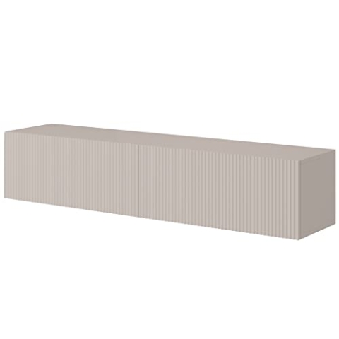 Selsey TV Schrank Board Sideboard Fernsehtisch Fernsehschrank 140 cm Hängend Gefräste Front Graubeige Veldio