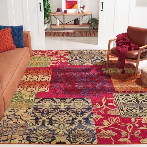 SAFAVIEH Boho Teppich für Wohnzimmer, Esszimmer, Schlafzimmer - Monaco Collection, Kurzer Flor, Multi, 244 X 335 cm