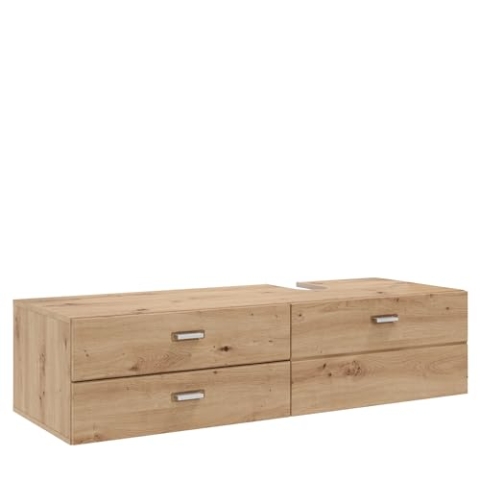 trendteam smart living - Waschbeckenunterschrank Unterschrank - Badezimmer - Geo - Aufbaumaß (BxHxT) 140 x 35 x 53 cm - Farbe Artisan Eiche - 175133192