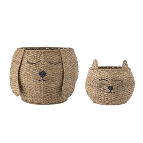 Bloomingville Mini Milus Set 2 Körbe aus Bankuan-Gras hergestellt, in der Farbe: Natur, Maße: 33 x 27/46 x 43 cm, 82053634