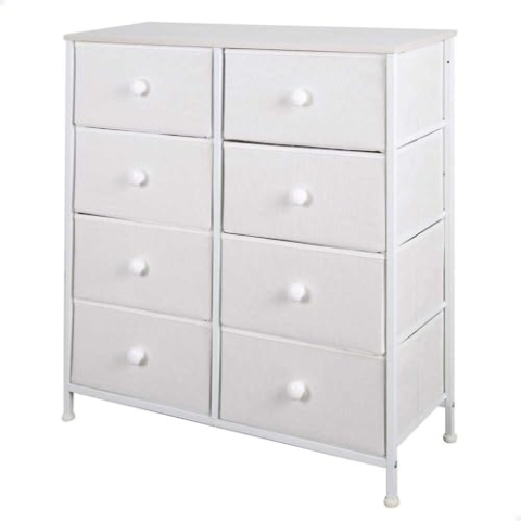 AKTIVE Max Home Mehrzweck-Schlafzimmerkommode, 8 leichte Stoffschubladen, 80 x 30 x 81 cm, Stahlrahmen, Holzplatte, Farbe Weiß, Mit Nivelliersystem, Organisation, Aufbewahrung (18410)