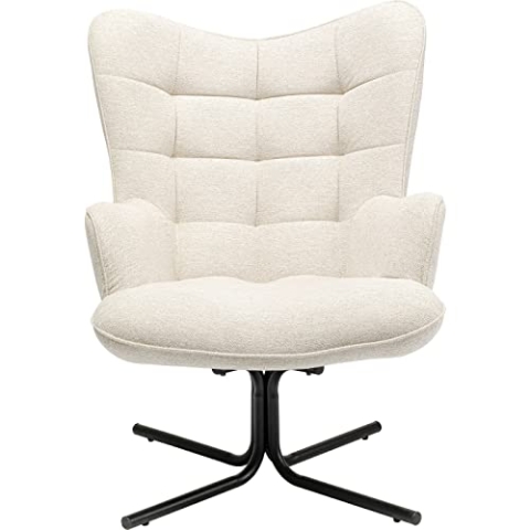 Kare Design Drehsessel Oscar, Creme, Sessel, 180 Grad drehbar, Gesteppte Rückenlehne, 95x82x73 cm (H/B/T)