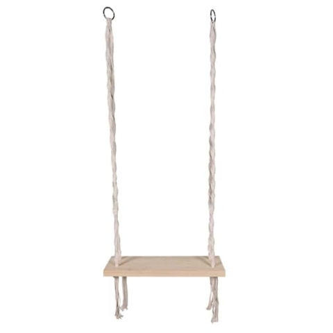 HOME DECO FACTORY, HDO0129, Schaukel aus Makramee-Holz, Hängesessel für den Außenbereich, Möbel, Gartenmöbel, Sitz für den Außenbereich, 60 x 150 x 20 cm, Weiß