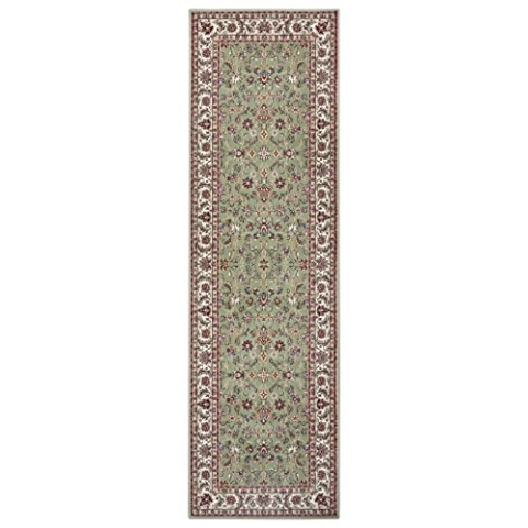 Nouristan Design Läufer Dizi (80x250 cm, 100% Polypropylen-Heatset, strapazierfähig und pflegeleicht, ringsum gekettelt, Ideal für alle Wohnbereiche, Fußbodenheizung geeignet) Salbei Grün Creme