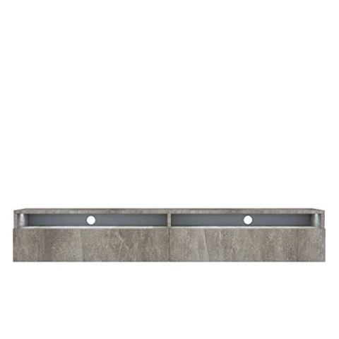 Selsey REDNAW - TV-Schrank / TV-Board stehend / hängend, 180 cm breit (Betonoptik Matt mit LED)