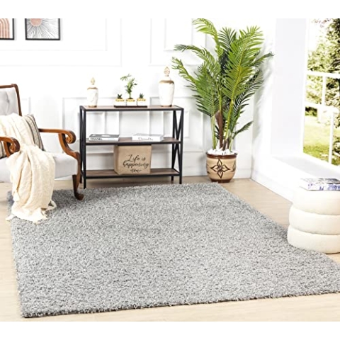 Surya Home Shaggy Berber Teppich - Flauschiger Teppich für Wohnzimmer, Esszimmer, Schlafzimmer, Langflor Hochflor Teppich flauschig - Teppich groß 200x290 cm, Wohnzimmerteppich in Grau