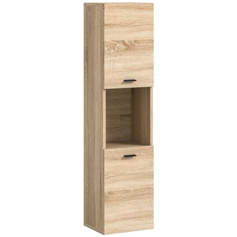 xonox.home Badezimmer Boston Badezimmerschrank Badschrank stehend Wandschrank hängend Standschrank Hängeschrank in Eiche Sonoma Nb.,ca.30x125x29cm bodenstehend/hängend montierbar
