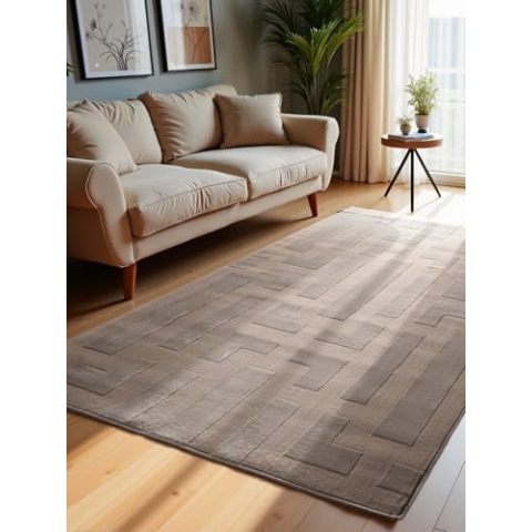 Elle Decoration Design Teppich Onyx - Moderner Wohnzimmerteppich, Kurzflor, Geometrisches Muster, Weich, Glamourös, Glanz-Effekt für Wohnzimmer, Schlafzimmer, Flur - Beige Creme, 200x280cm