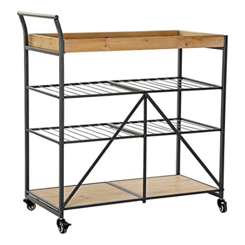 Dkd Home Decor Mehrzweckwagen aus schwarzem Metall (83 x 41 x 90 cm)