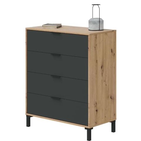 Habitdesign Kommode mit 4 Schubladen, Schlafzimmer Enzo 77,5 cm (B) x 94 cm (H) x 40 cm (T)