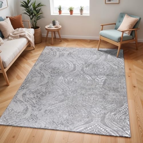 Livabliss Meknes Vintage Teppich Groß - Orientalischer Boho für Wohnzimmer, Esszimmer, Schlafzimmer - 160x213 cm, Kurzflor für Einfache Pflege - Muster in Beige und Weiß