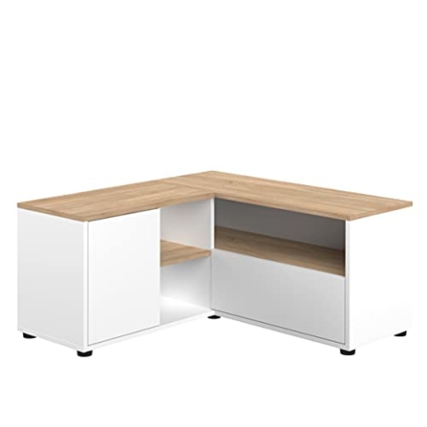 Symbiosis Angle TV-Schrank Ecke 90, 90 x 90 x 45 cm, Spanplatte, Weiß und Eiche, 90x90x45 cm